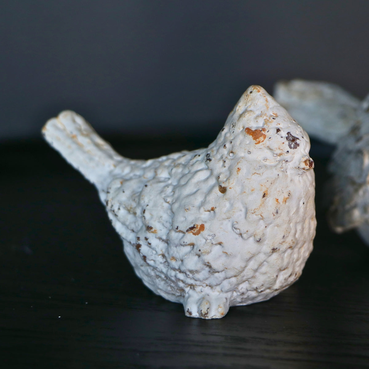 Set 2 pájaros Gorrión fierro Blanco 20 x 12 x 13cm / 11 x 6 x 8cm