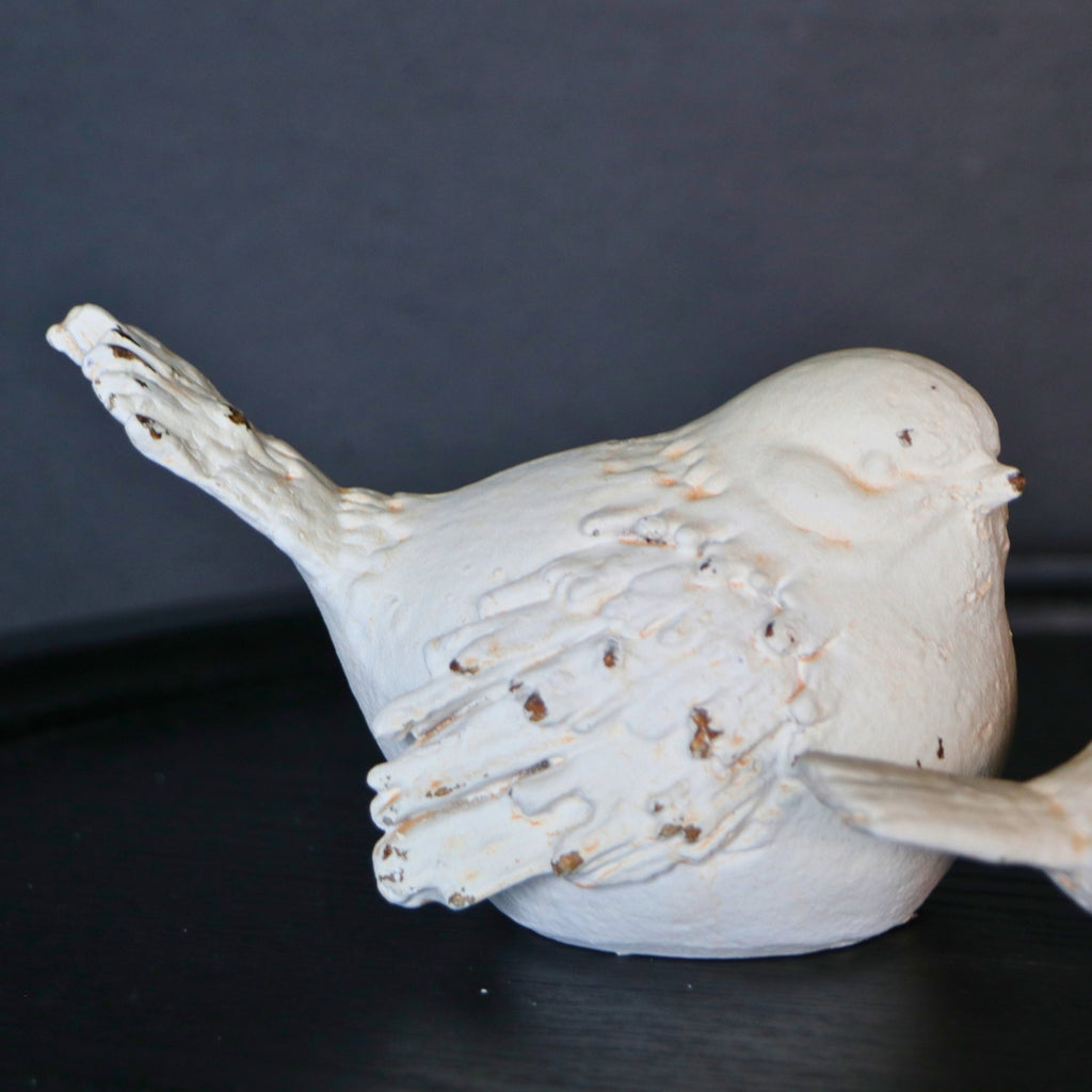 Set 2 pájaros Alondra fierro Blanco 16 x 10 x 11cm / 12 x 8 x 11cm