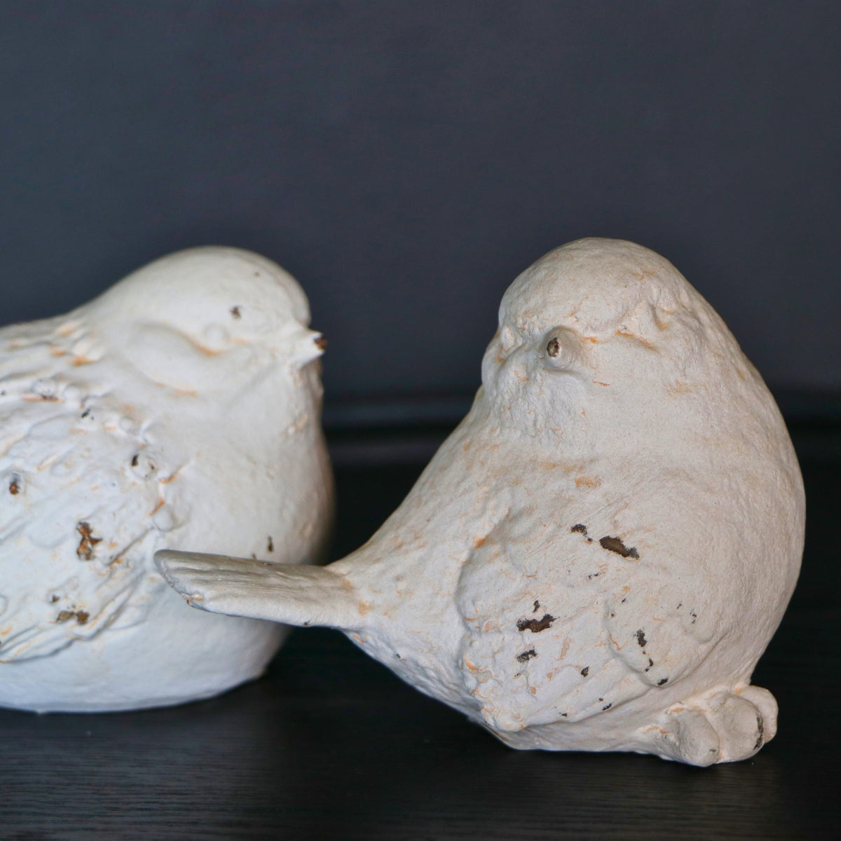 Set 2 pájaros Alondra fierro Blanco 16 x 10 x 11cm / 12 x 8 x 11cm