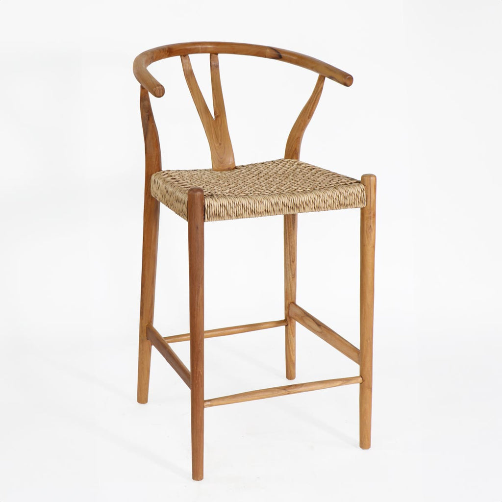 Silla BAR Wishbone madera / fibra sintética color natural H72cm