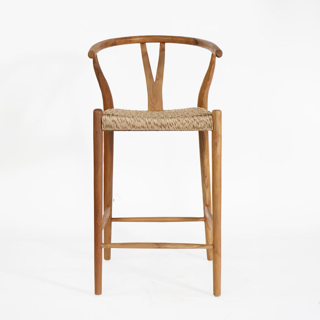 Silla BAR Wishbone madera / fibra sintética color natural H72cm