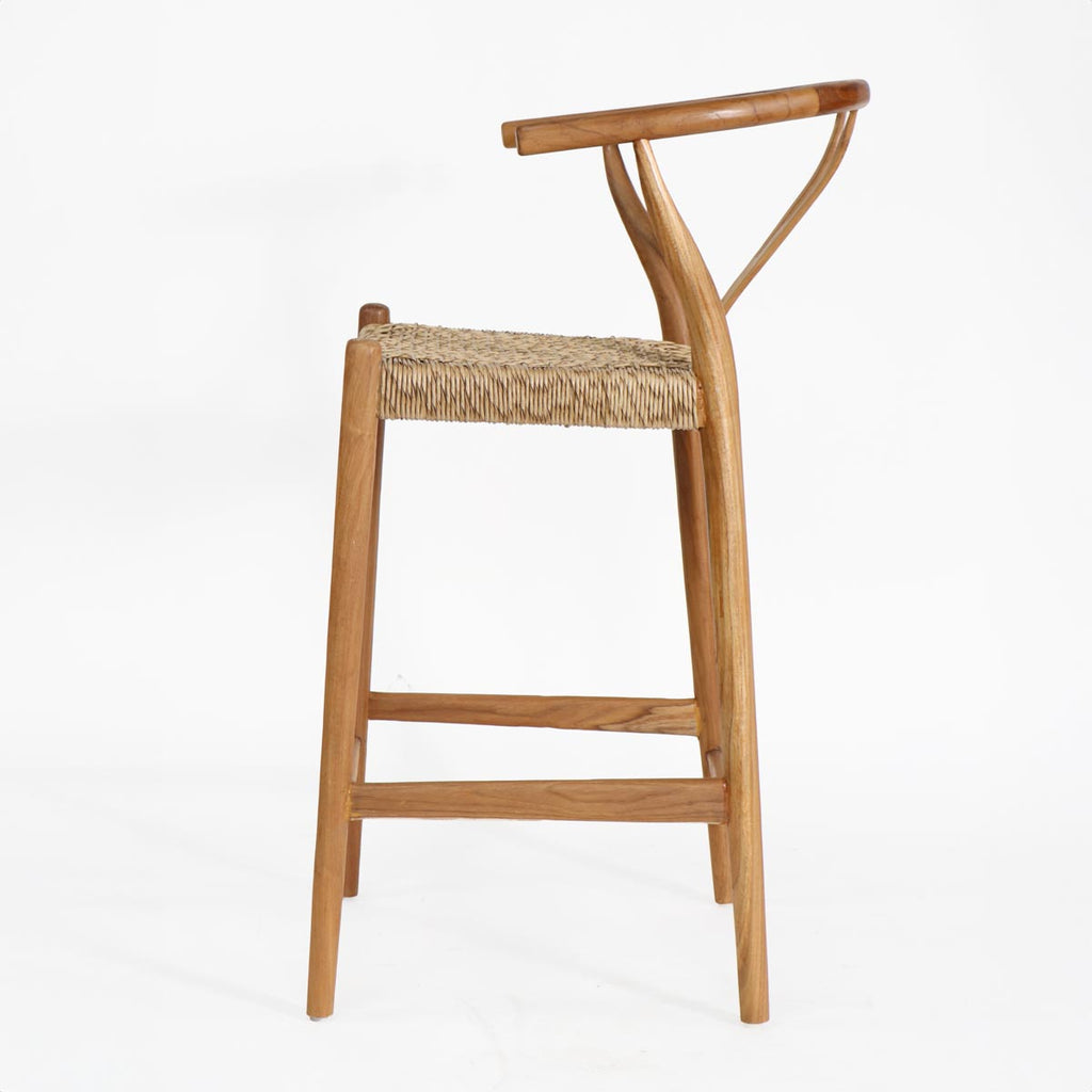 Silla BAR Wishbone madera / fibra sintética color natural H72cm