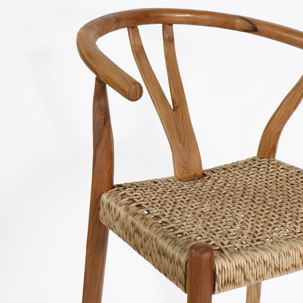 Silla BAR Wishbone madera / fibra sintética color natural H72cm