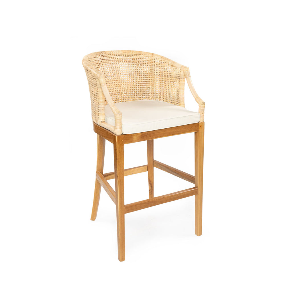Silla Bar Stoll Madera / Rattan Color Natural con cojín 72cm