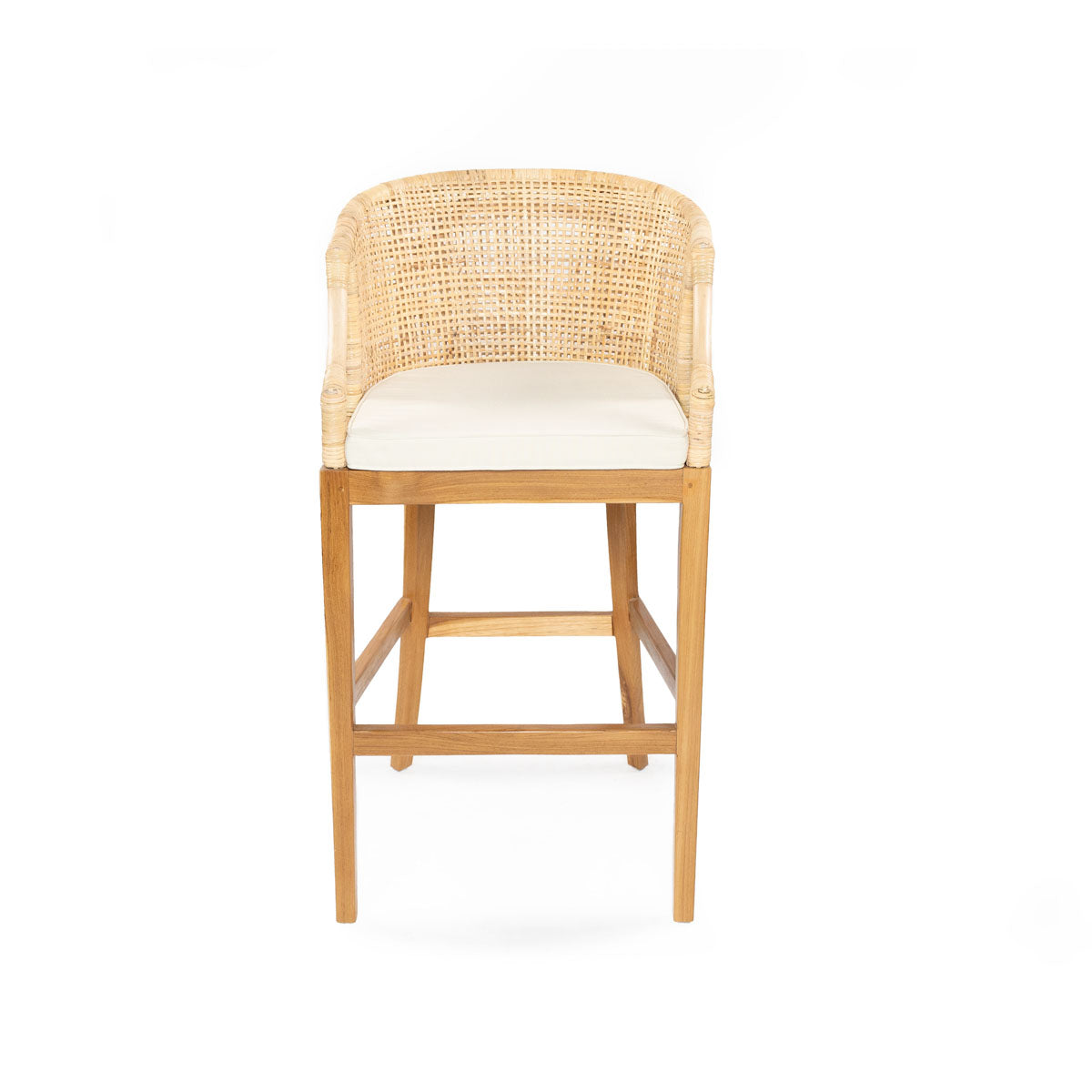 Silla Bar Stoll Madera / Rattan Color Natural con cojín 72cm