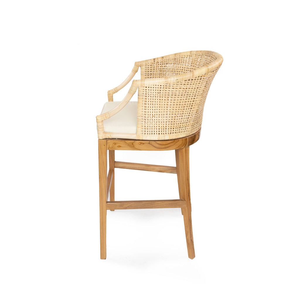 Silla Bar Stoll Madera / Rattan Color Natural con cojín 72cm
