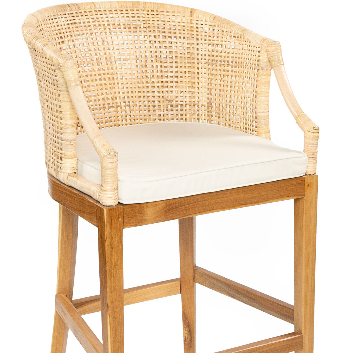 Silla Bar Stoll Madera / Rattan Color Natural con cojín 72cm