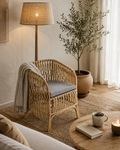 Sitial Nuzi Rattan Natural con Cojín Gris