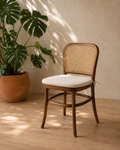 Silla New Kevin Madera de Haya Walnut y Ratán Natural
