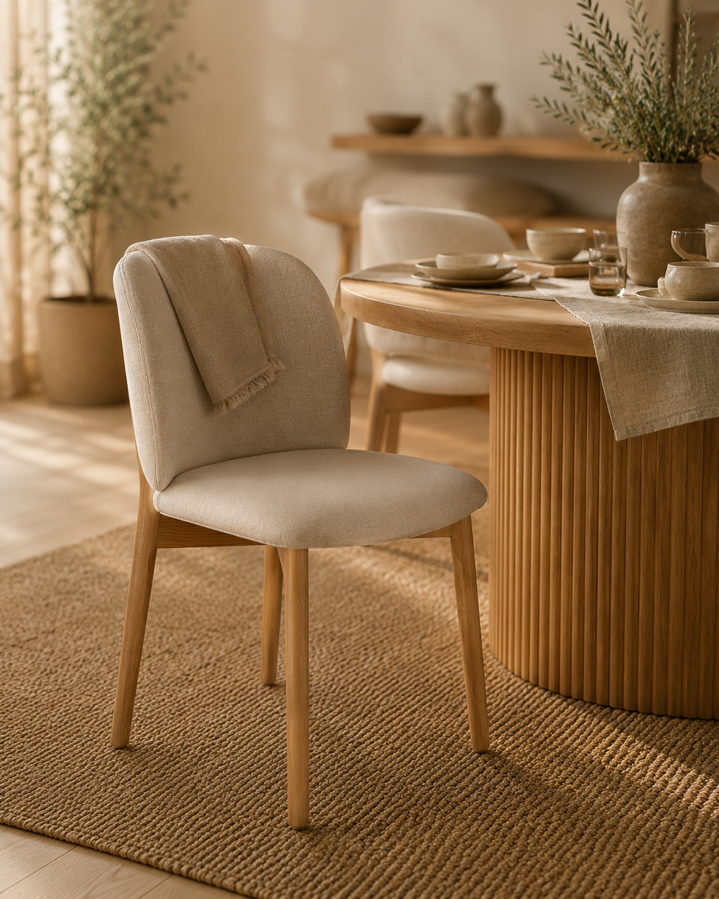Silla Manhattan Madera Fresno Natural y Lino Beige (Llegada en Agosto)