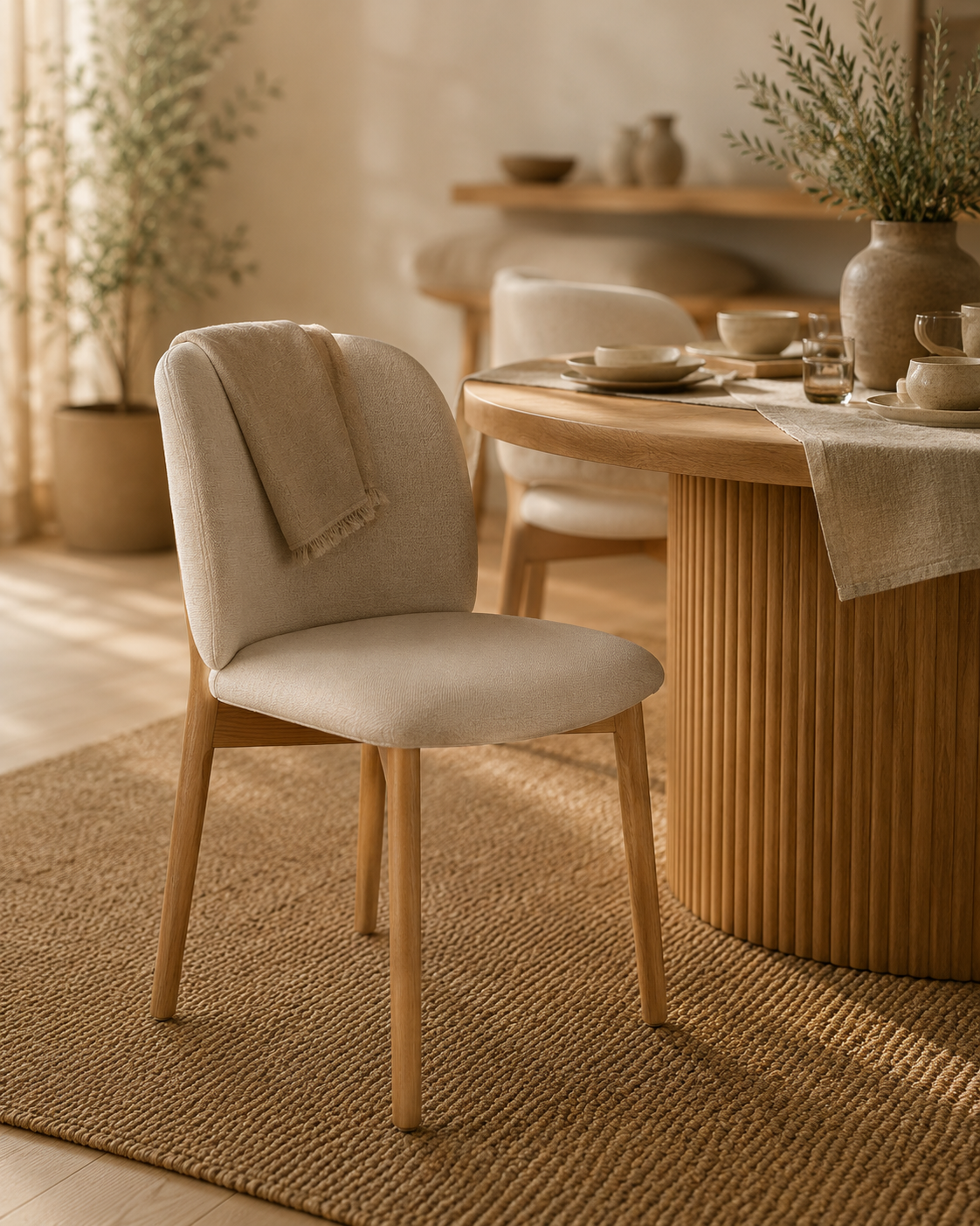 Silla Manhattan Madera Fresno Natural y Lino Beige (Llegada en Agosto)