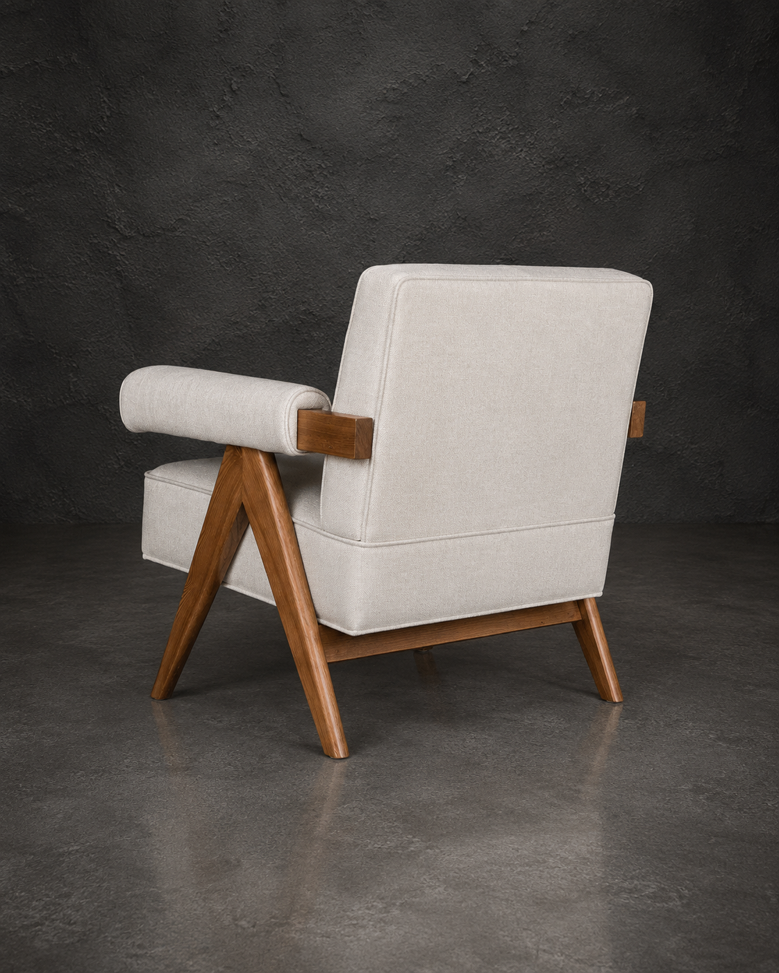 Poltrona Philadelphia Madera Fresno Walnut y Lino Beige