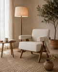Poltrona Philadelphia Madera Fresno Walnut y Lino Beige