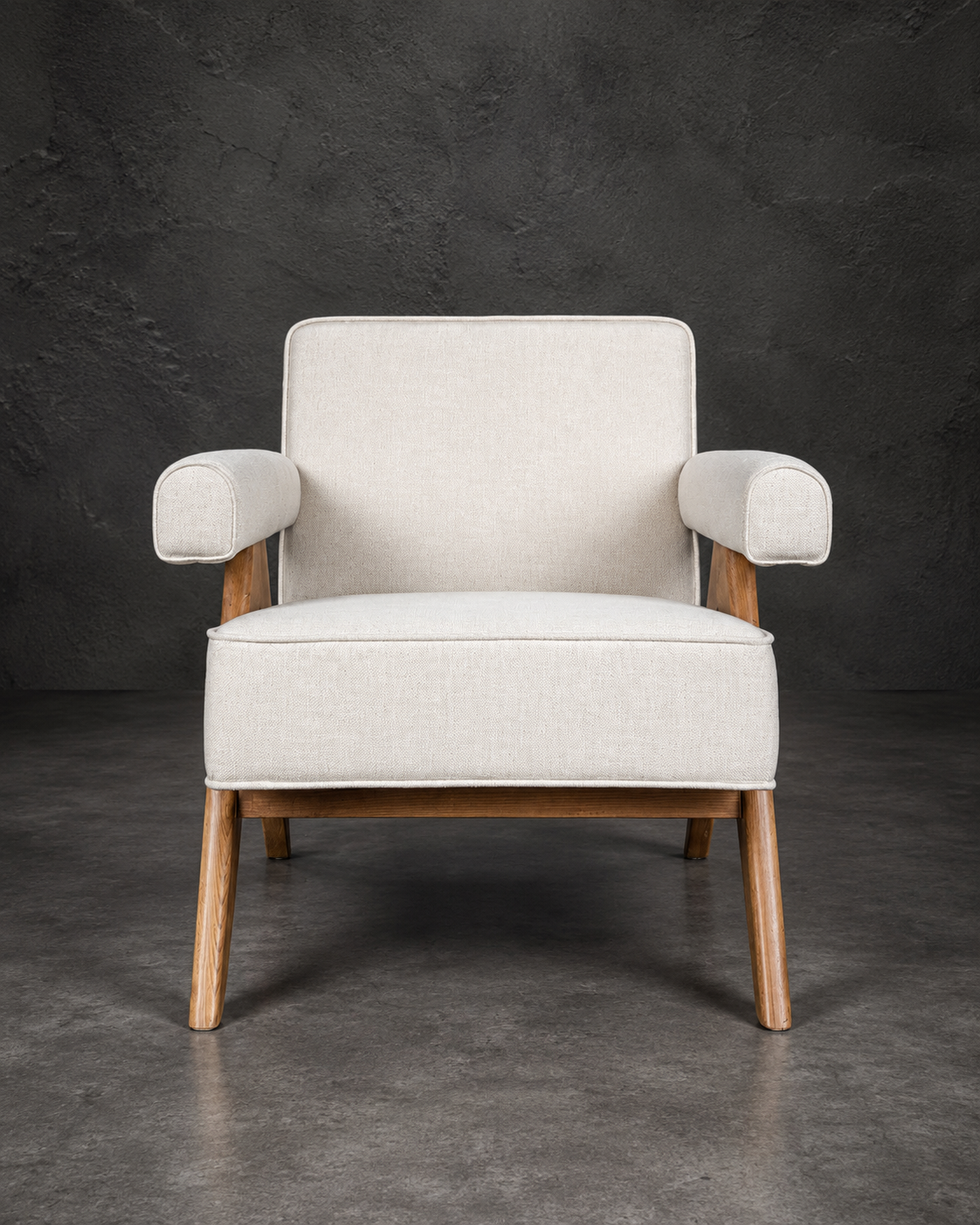 Poltrona Philadelphia Madera Fresno Walnut y Lino Beige