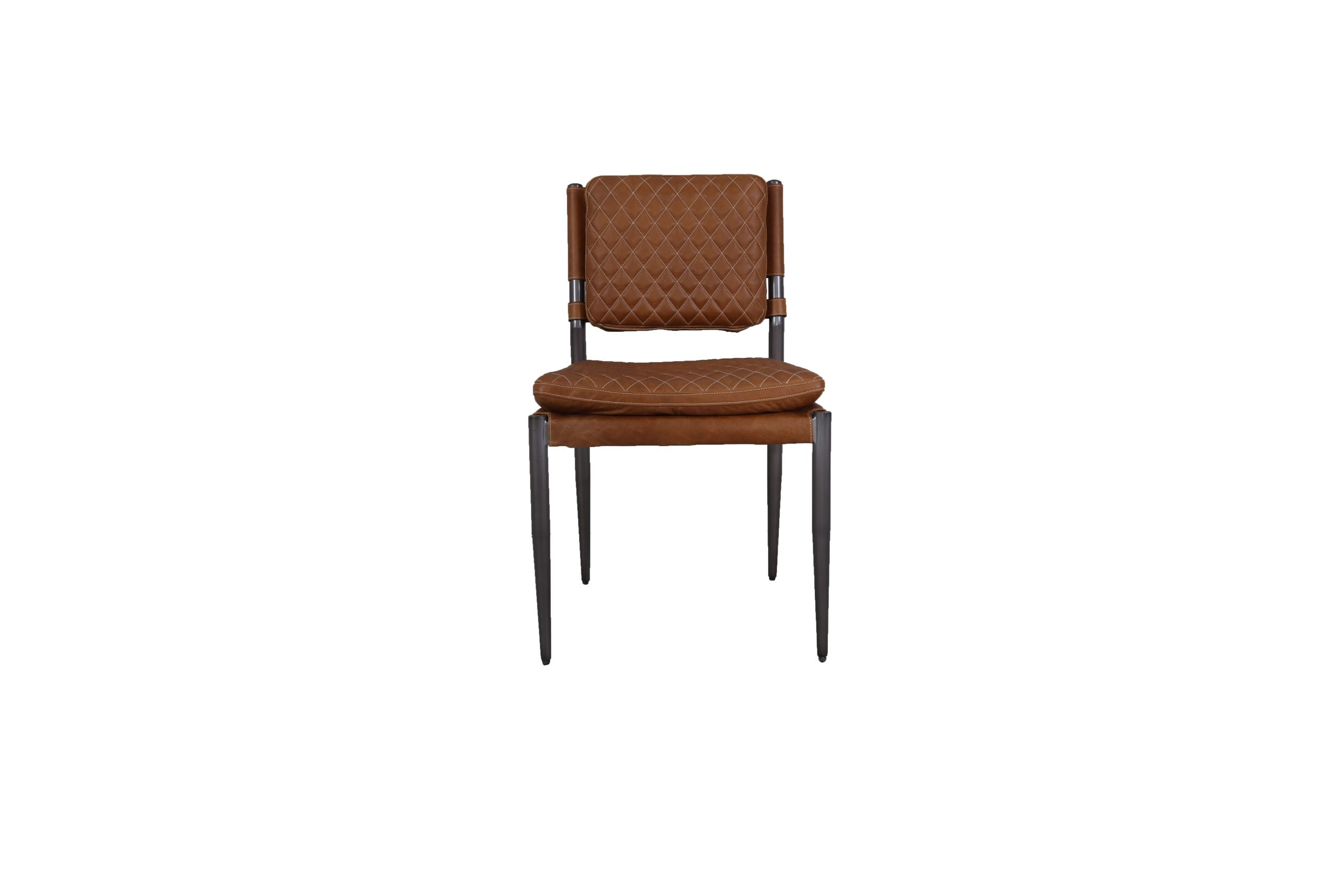 Silla Capri Cuero Cowhide Caramelo con Pespunte Rombo