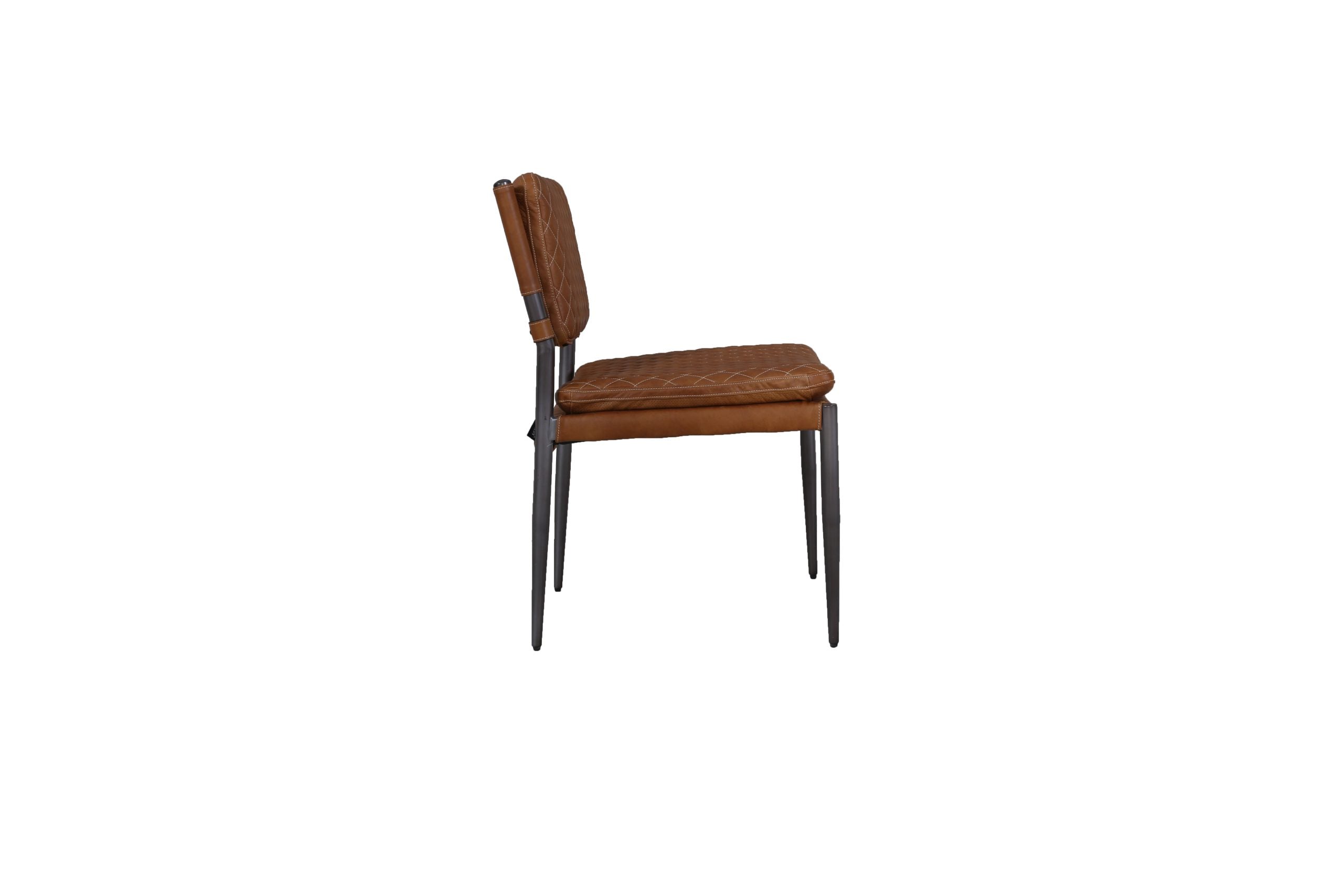 Silla Capri Cuero Cowhide Caramelo con Pespunte Rombo