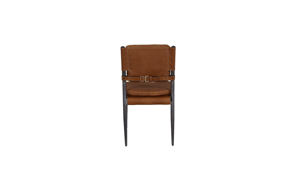 Silla Capri Cuero Cowhide Caramelo con Pespunte Rombo