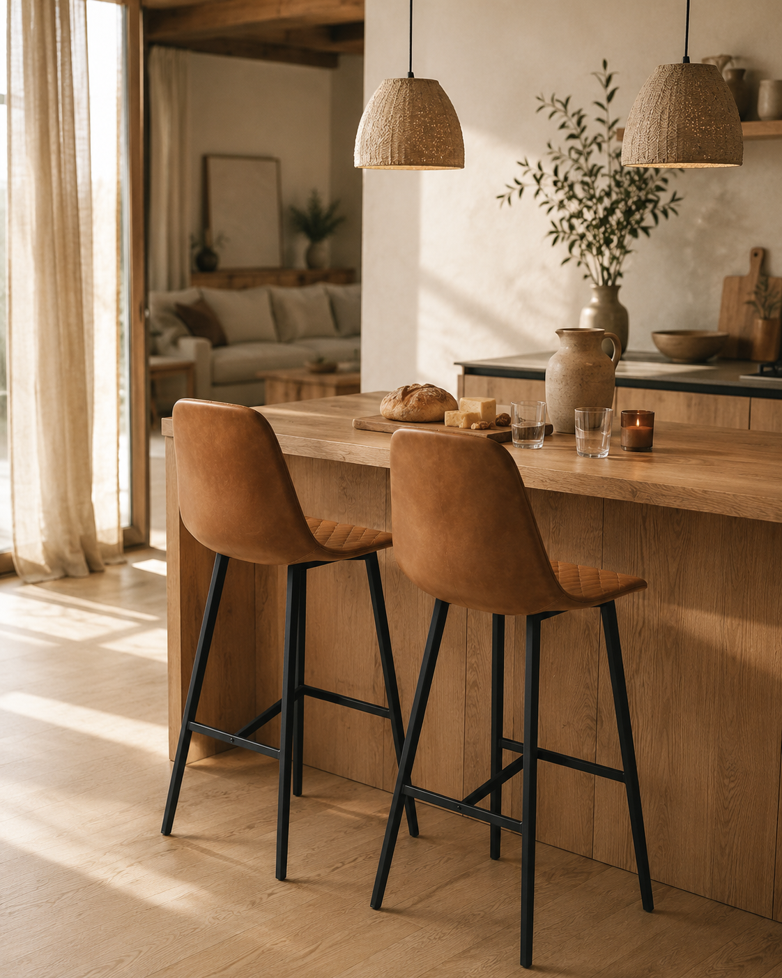 Silla de Bar Bazul Eco-Cuero y Acero