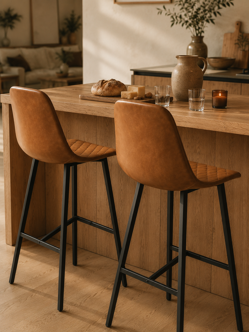 Silla de Bar Bazul Eco-Cuero y Acero