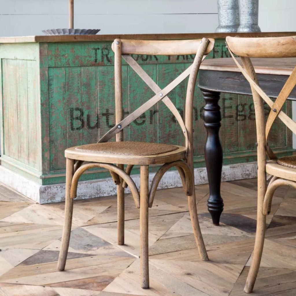 Silla Cruceta de Madera de Haya y Ratán Natural