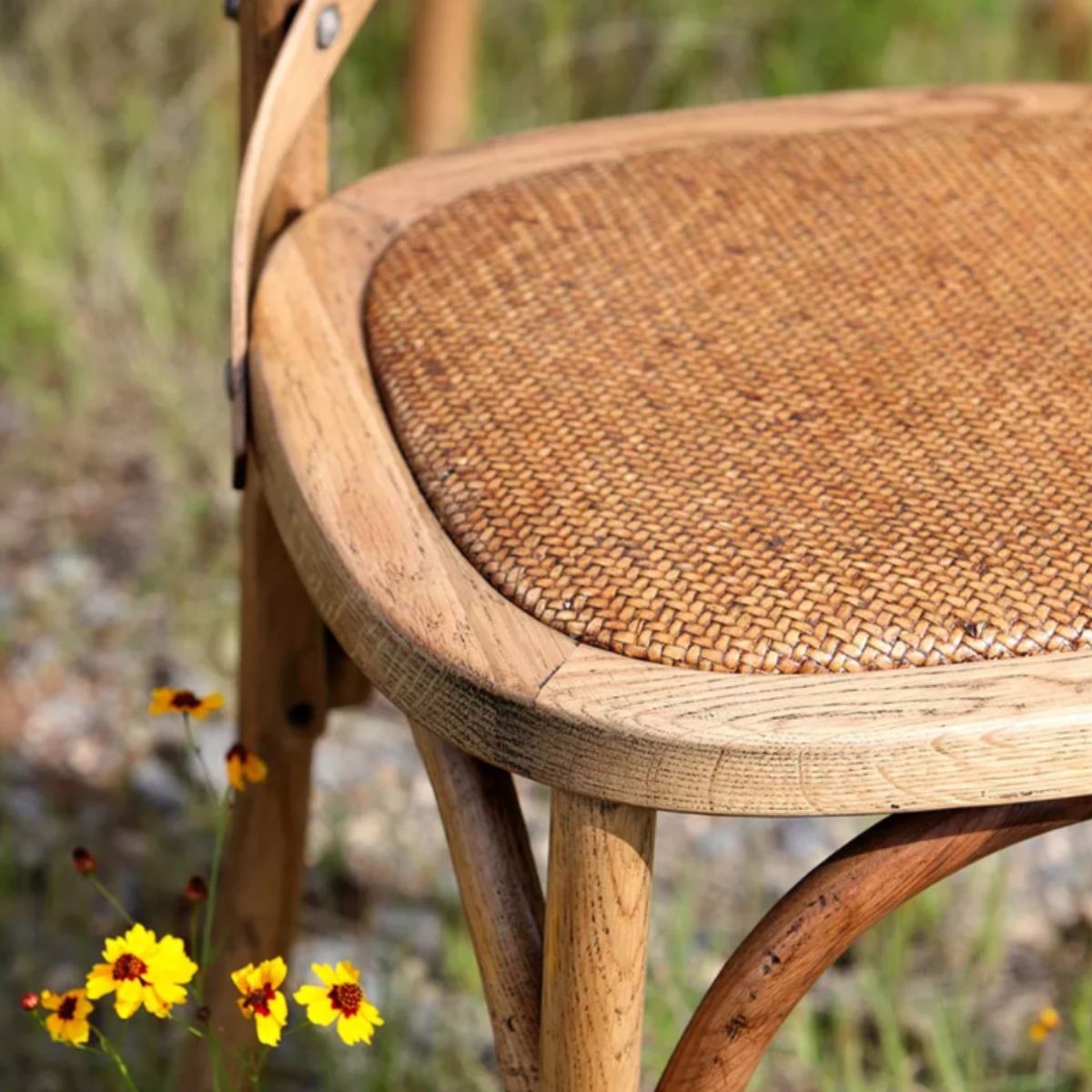 Silla Cruceta de Madera de Haya y Ratán Natural