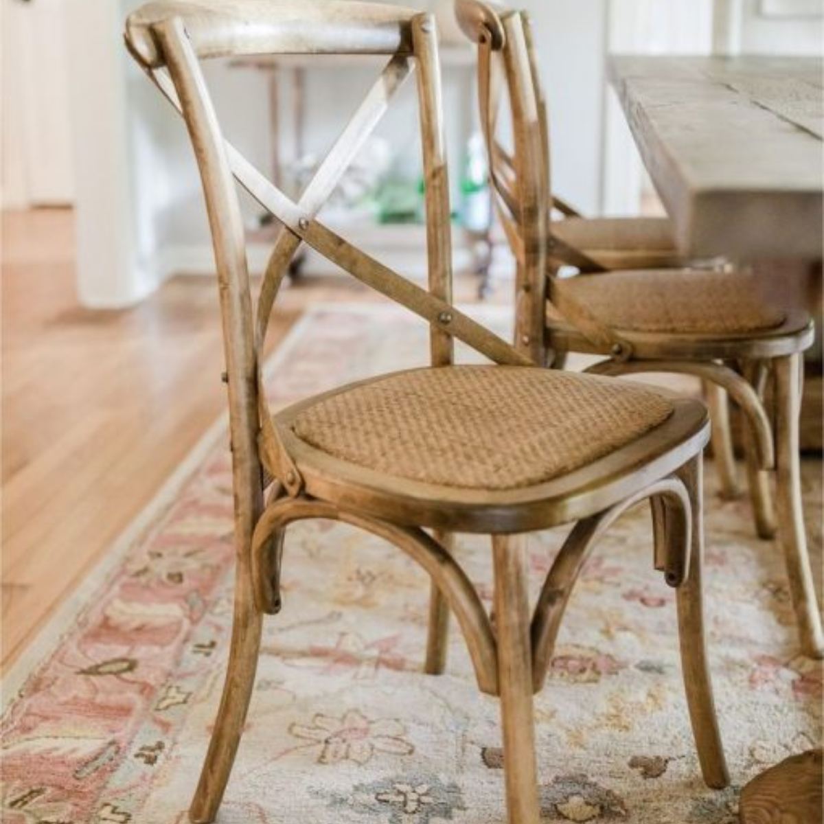 Silla Cruceta de Madera de Haya y Ratán Natural