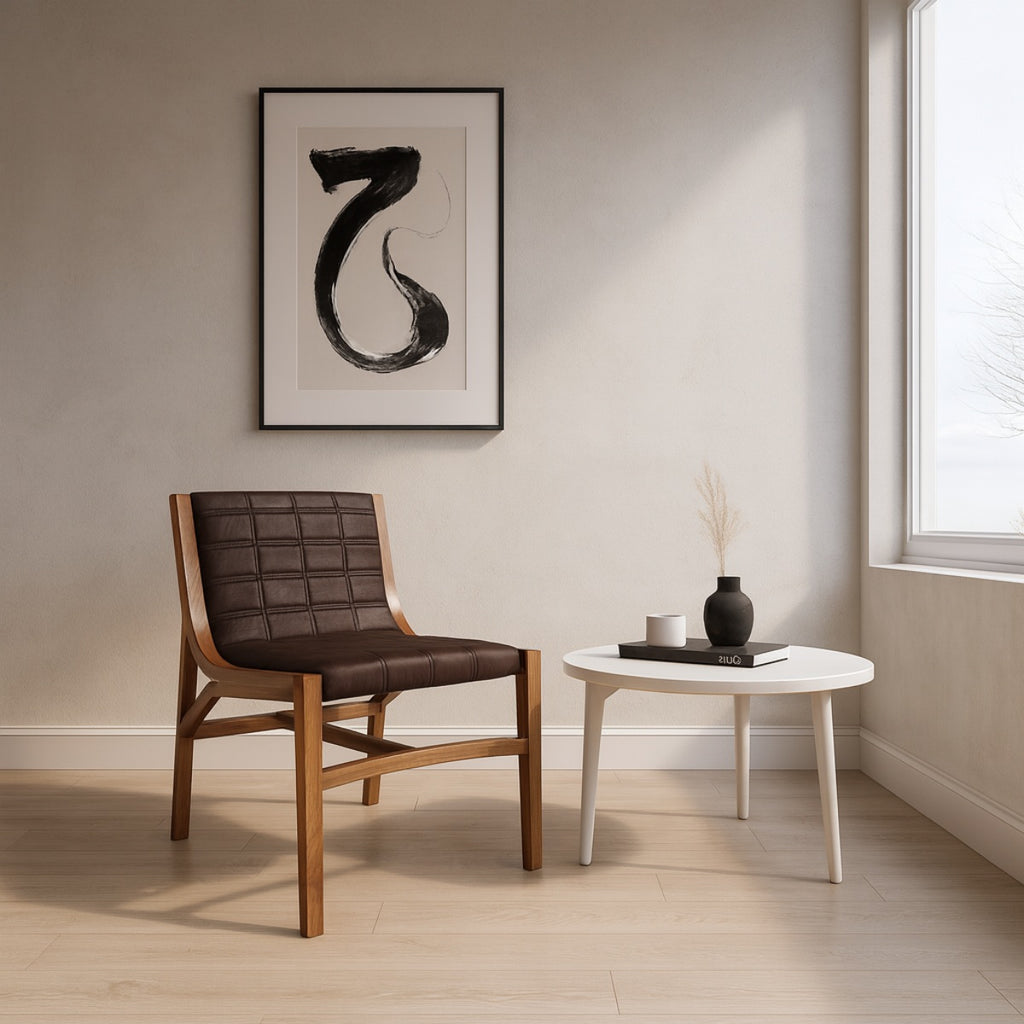 Sitial Enzo Eco-Cuero y Madera de Fresno Light Brown