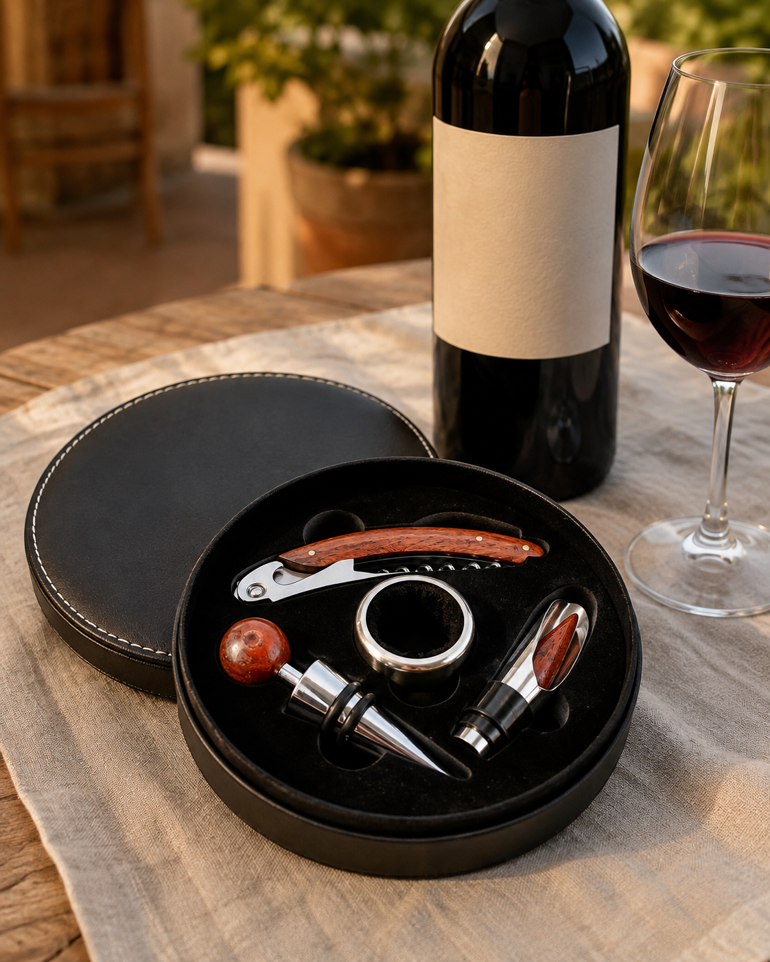 Set de Vino de PU Negro