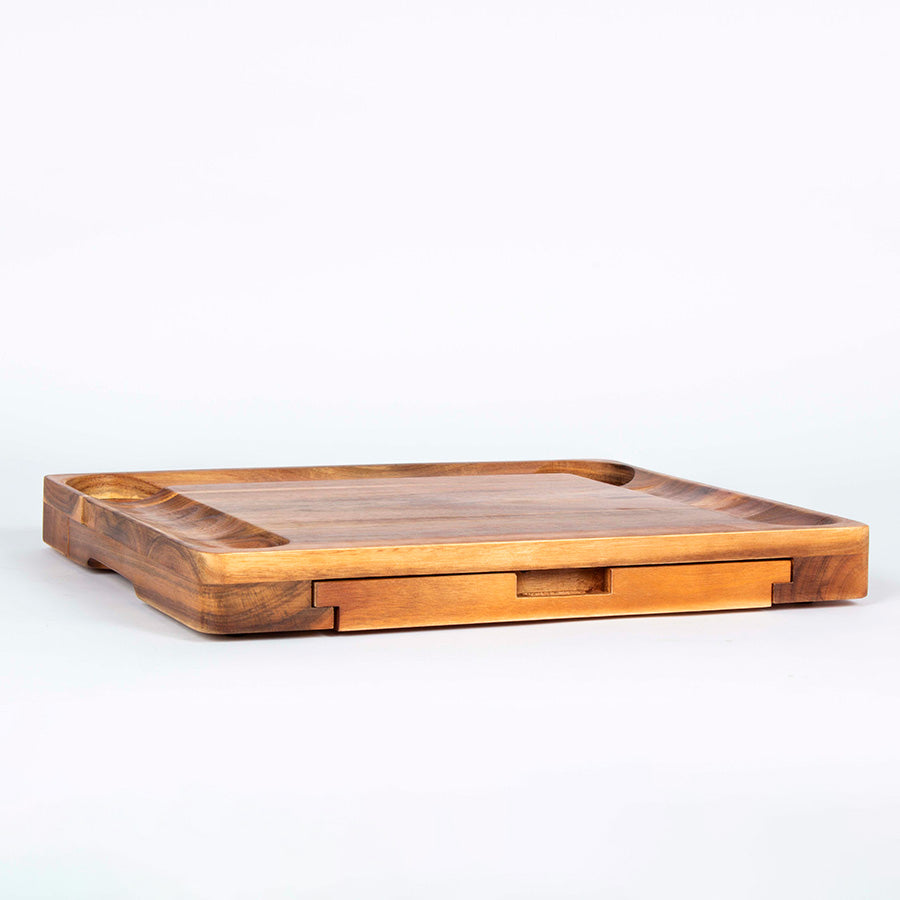 Tabla de Quesos con 12 Herramientas Acacia y Posillos
