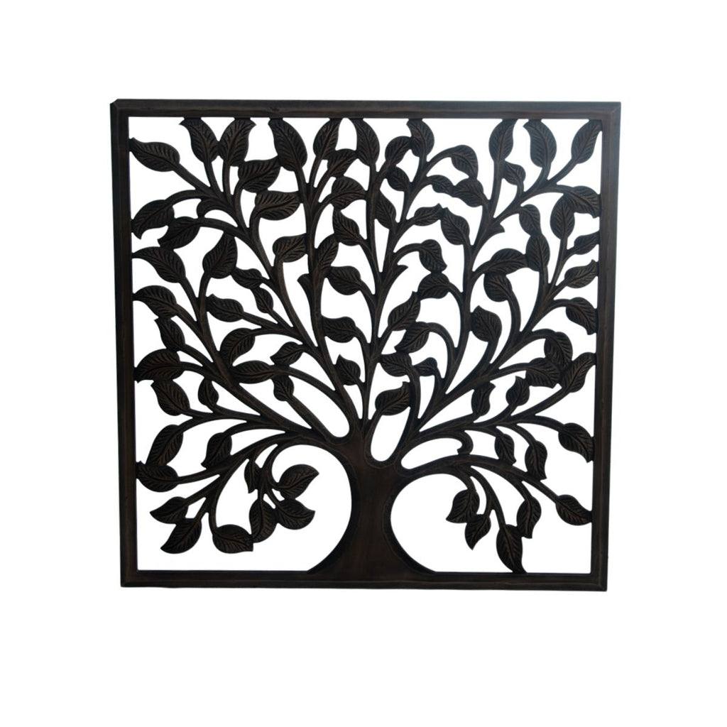 Panel decorativo arbol de la vida madera tallada 100 x 100 cm