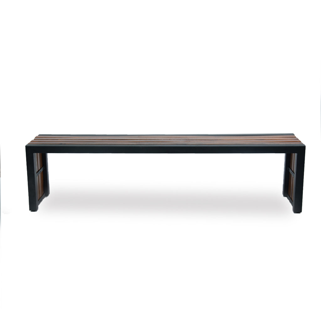 Banca de Madera Natural y Metal 180 cm