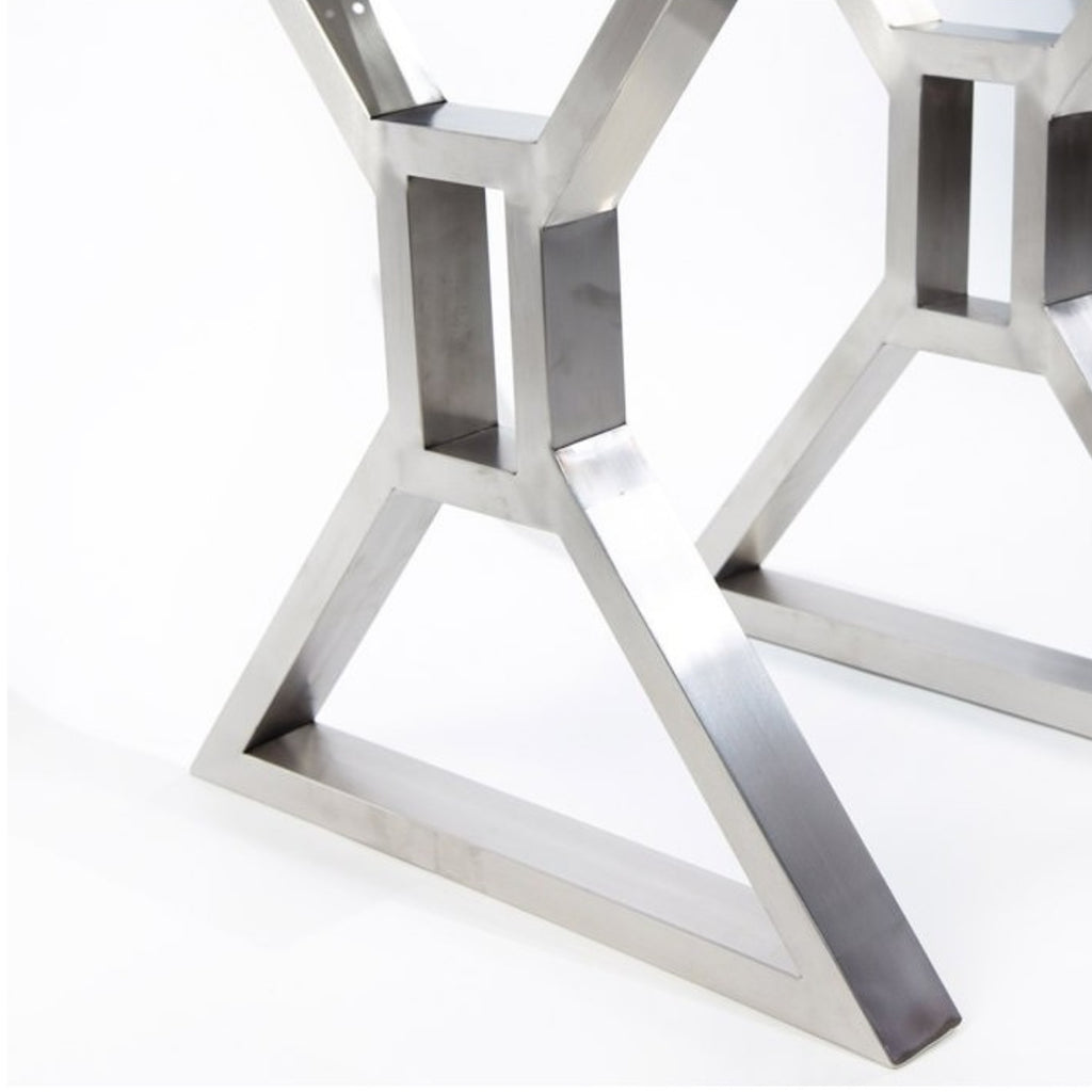 Base doble de mesa en forma de X plateado 74 X 60cm