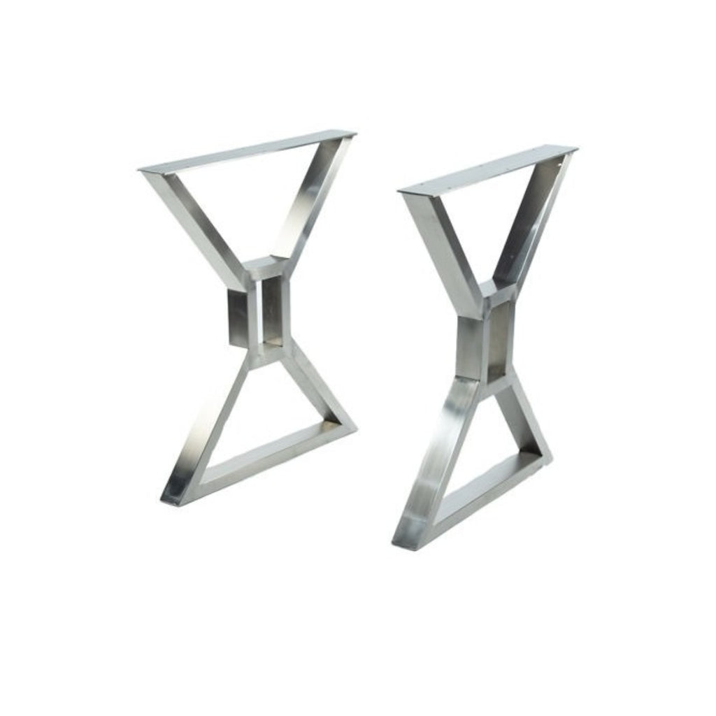 Base doble de mesa en forma de X plateado 74 X 60cm