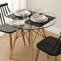 Mesa Comedor Redonda de Vidrio Base de Madera Eames