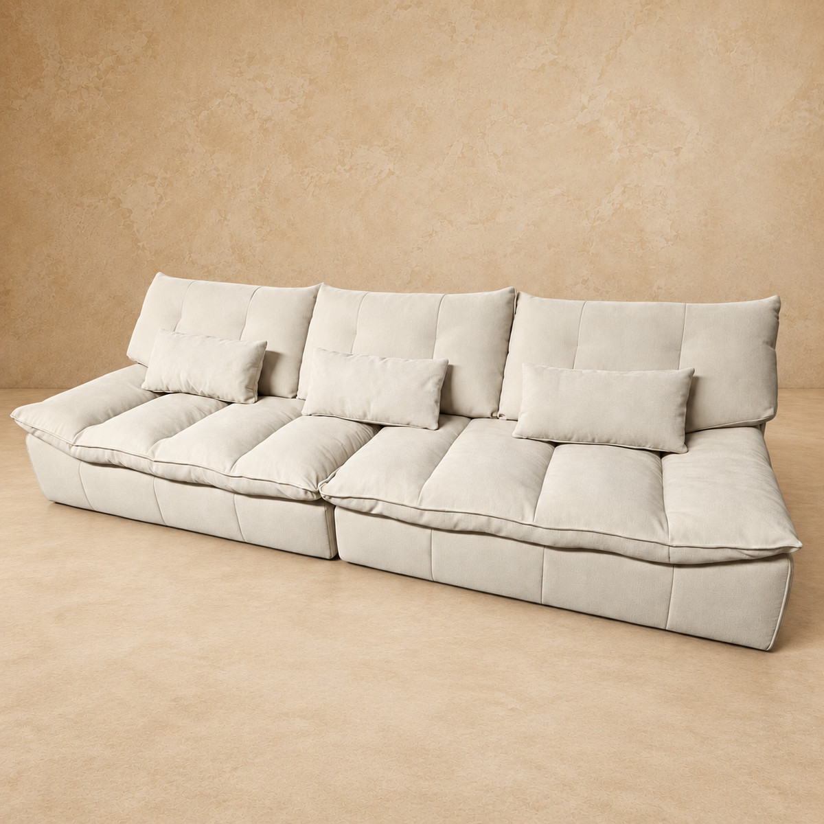 Sofá Siena de Tela Beige 306 cm
