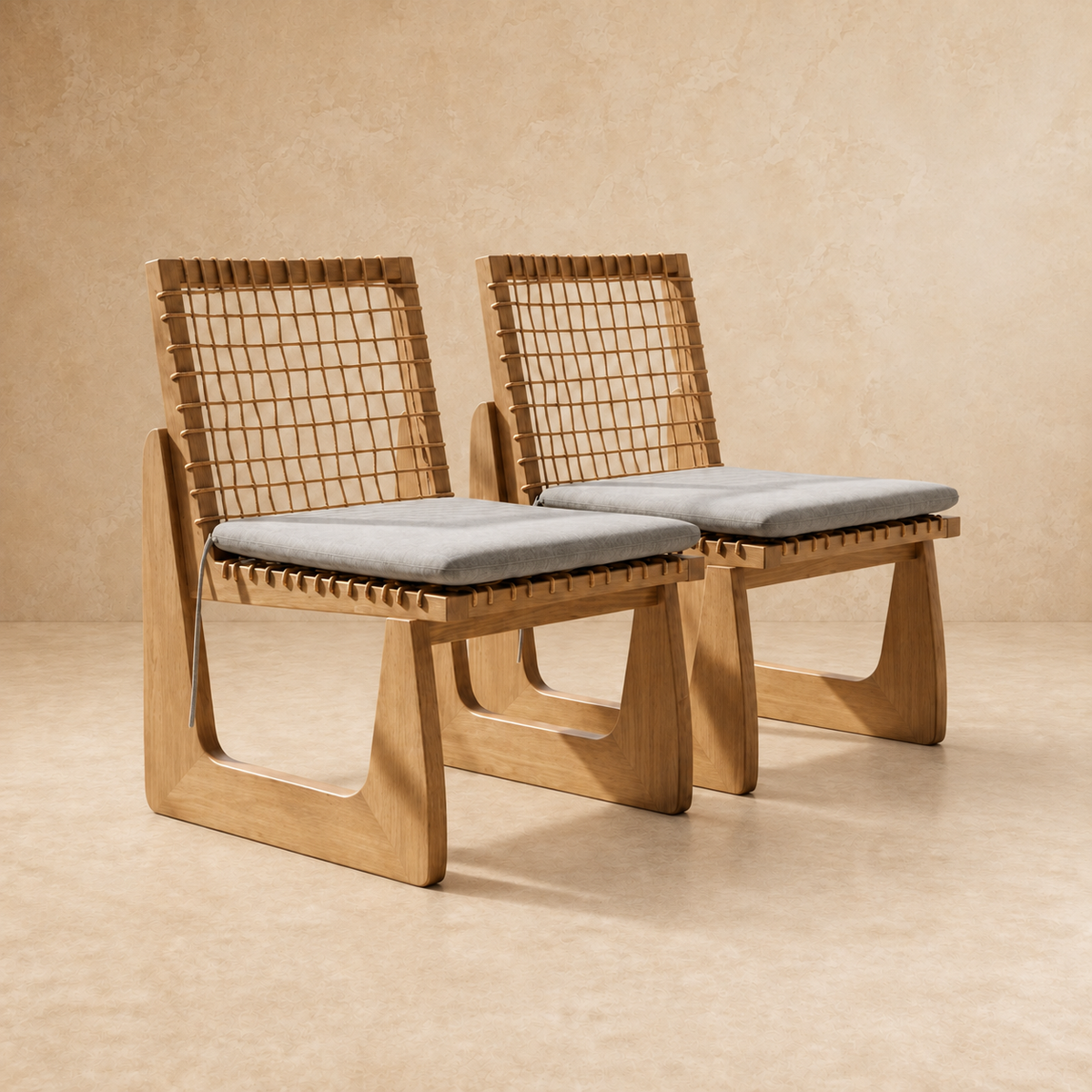 Silla Étnica África de Madera de Albizia y Cojín Beige 52,5 x 62 x 78 cm
