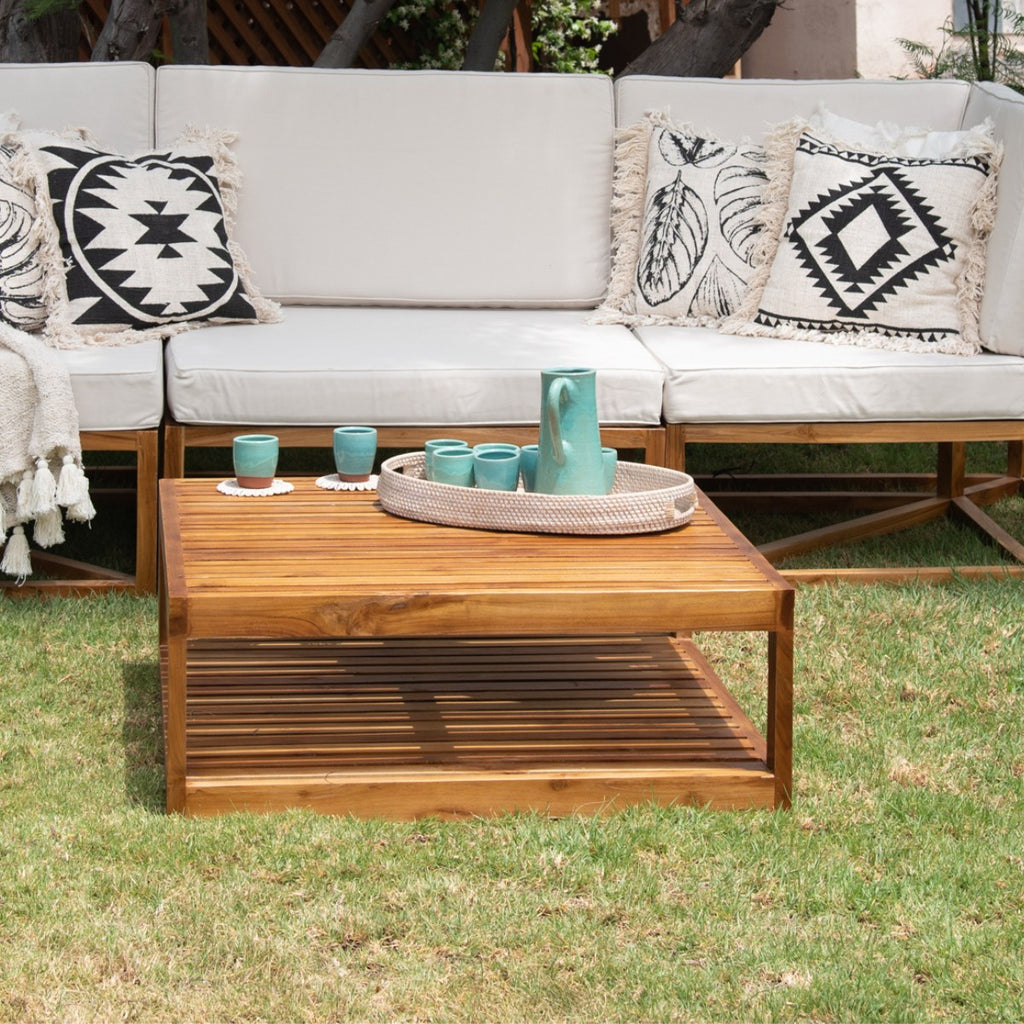 Mesa de centro madera de teca 96 x 96 x 36 cm