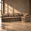 Sofá modular Giorgia taupe completo, vista a 45 grados