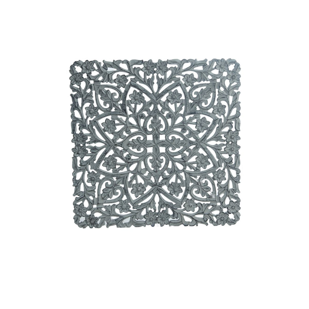 Panel de pared decorativo madera tallada 60 x 60 cm