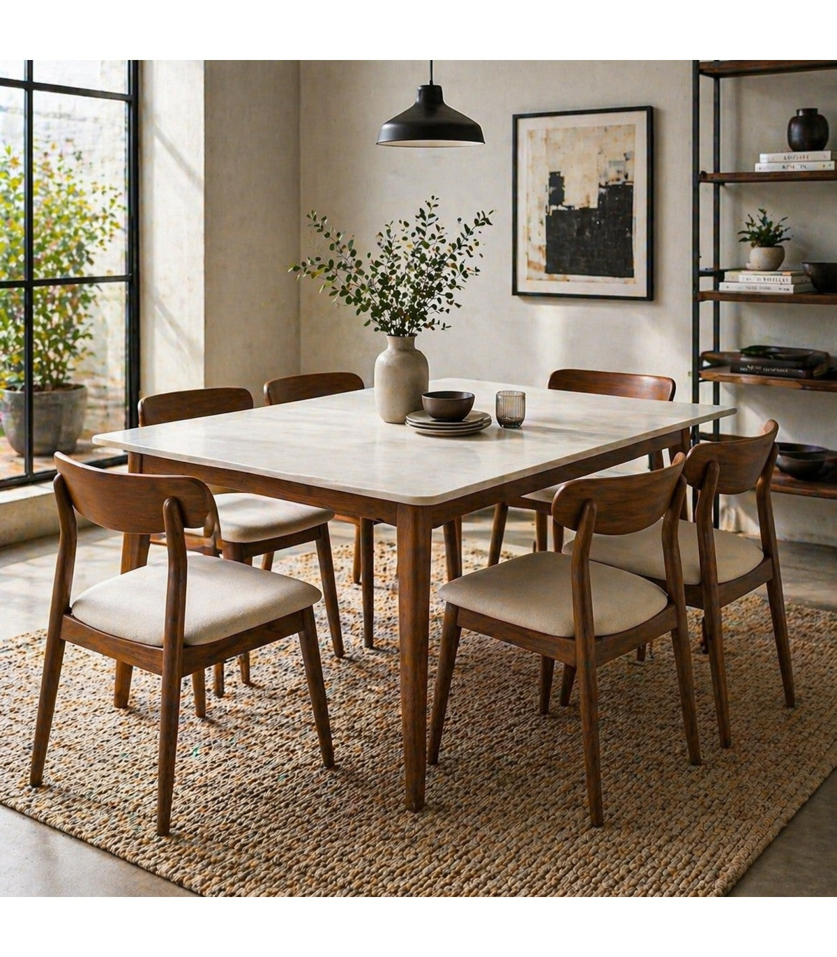 Mesa de Comedor Alemania Piedra Sinterizada y Madera Walnut