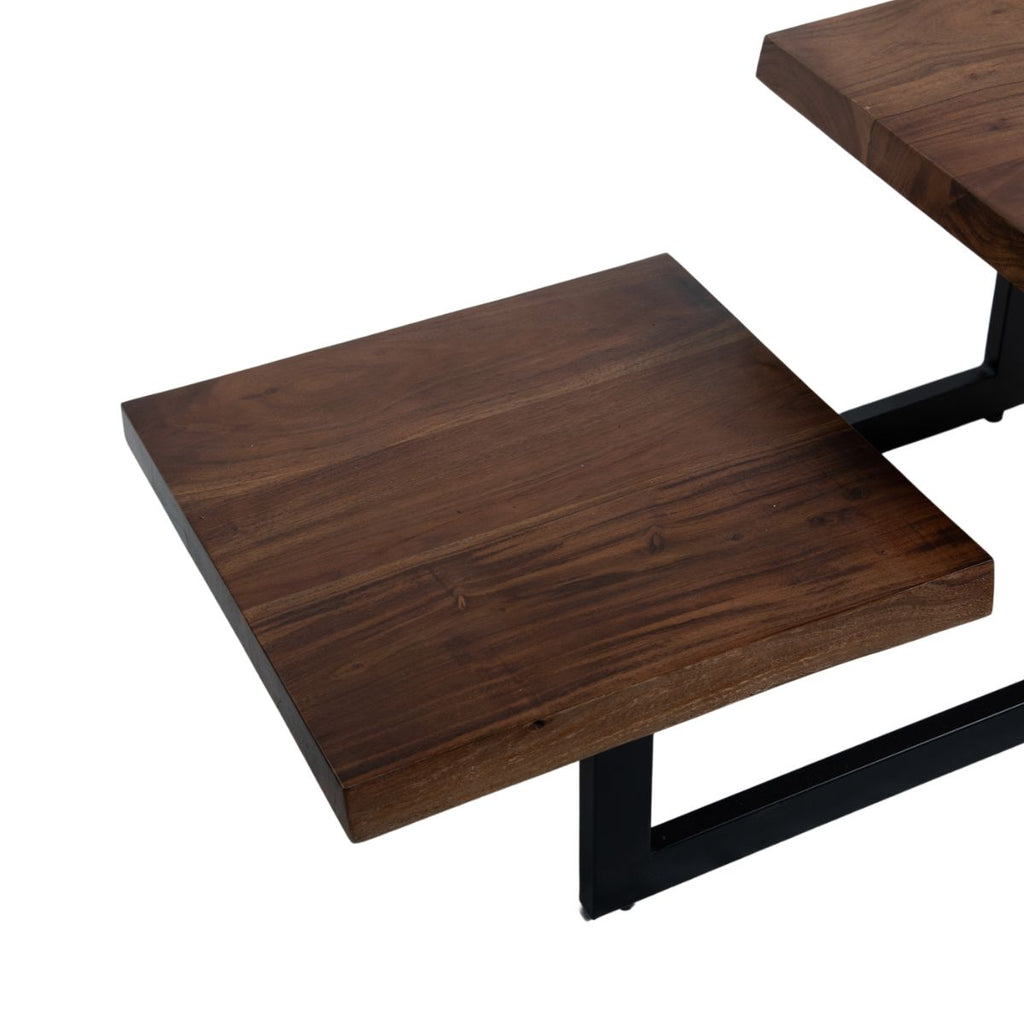 Mesa de centro dos niveles madera de acacia 46x110x50cm