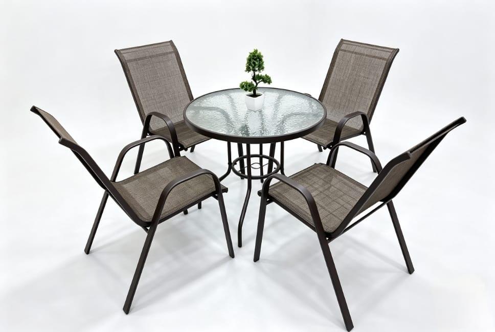 Mesa Metálica Hugo Redonda con Vidrio Ø90x72 cm