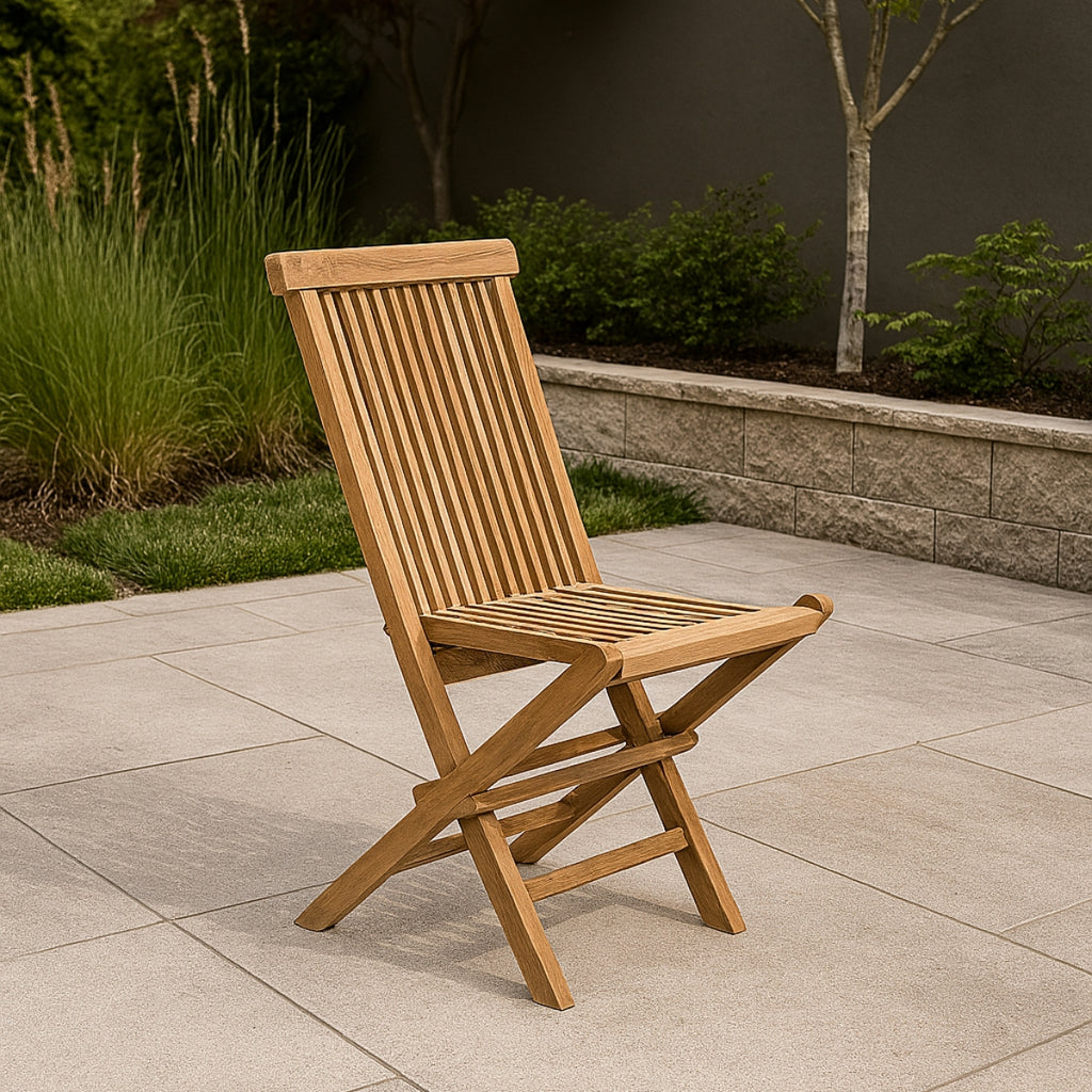 Silla Plegable Listada de teca Natural