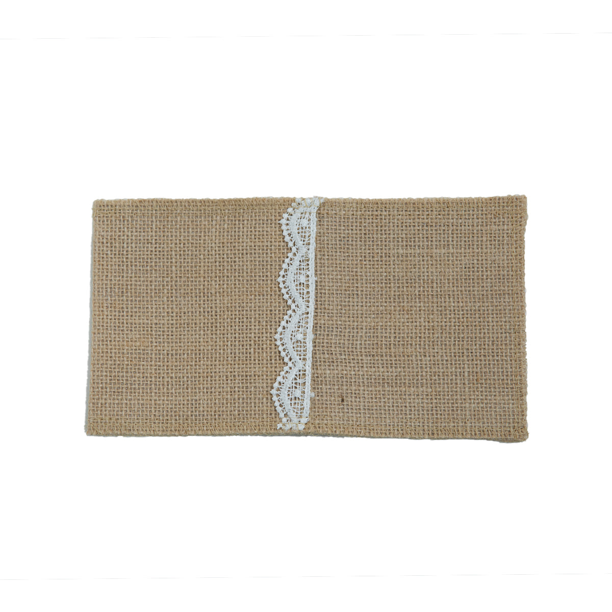 Set de 6 bolsas porta cubiertos de yute laminado con broderie