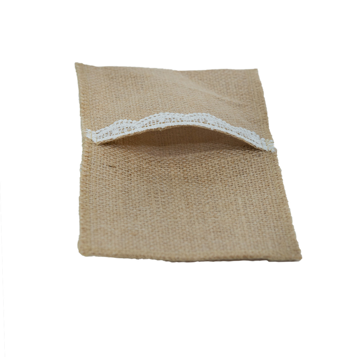 Set de 6 bolsas porta cubiertos de yute laminado con broderie