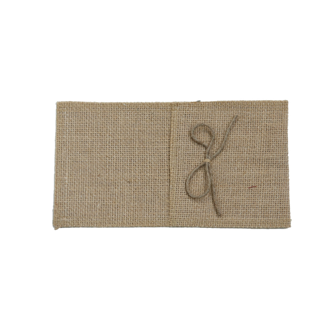 Set de 6 bolsas porta cubiertos de yute laminado con cuerda