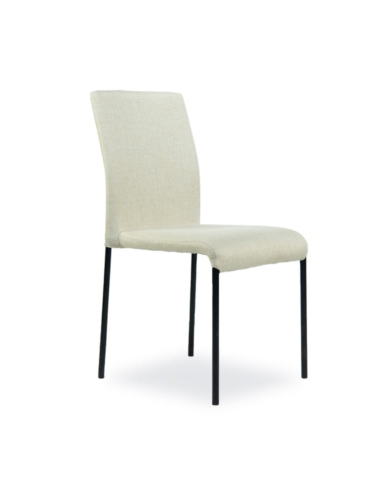 Silla Tapizada Beige Moderna Meline con Estructura Negra