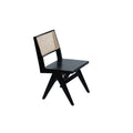 Silla de teca negra con respaldo de rattan natural 82x46x48 cm