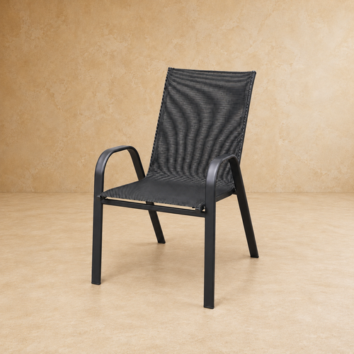 Silla de Terraza Rinconada Textileno Negro 55x72x92 cm