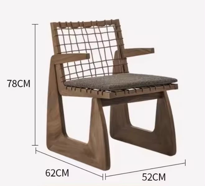 Silla Étnica África de Madera de Albizia y Cojín Beige 52,5 x 62 x 78 cm